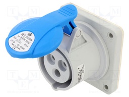 Connector: AC supply 3-phase; socket; female; 16A; 230VAC; IP54