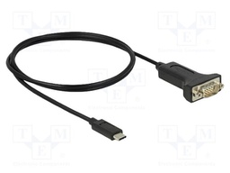 USB to RS232 converter; D-Sub 9pin plug,USB C plug; 1m; black