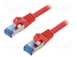 Patch cord; S/FTP; 6a; stranded; Cu; LSZH; red; 1.5m; 27AWG
