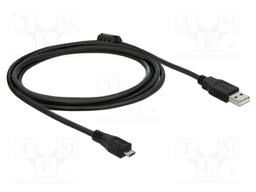 Cable; USB 2.0; USB A plug,USB B micro plug; 2m; black