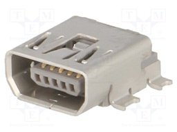 Socket; USB AB mini; on PCBs; SMT; PIN: 5; horizontal; gold-plated