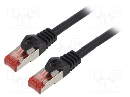 Patch cord; S/FTP; 6; stranded; Cu; LSZH; black; 5m; 26AWG; Cores: 8