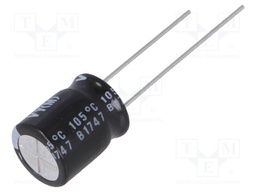 Capacitor: electrolytic; THT; 10uF; 350VDC; Ø10x12.5mm; Pitch: 5mm