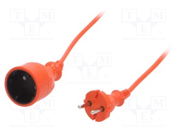 Extension lead; Sockets: 1; PVC; orange; 2x1mm2; 10m; 10A