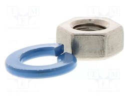 Nut M6; Kit: spring washer; stainless steel