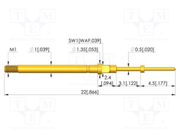 Test needle; Spring compression: 2.4mm; 3mm; 4A; CuBe; gold-plated