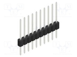Connector: pin strips; pin header; male; PIN: 10; 1.27mm; THT; 1x10