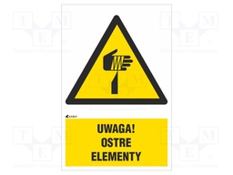 Safety sign; warning; Mat: self-adhesive folie; W: 200mm; H: 300mm