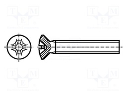 Screw; M4x8; DIN: 966A; Head: countersunk; Phillips; steel; zinc; PH2