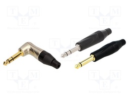 Plug; Jack 6,35mm; male; mono; angled 90°; for cable; soldering
