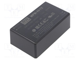 Power supply: switched-mode; modular; 45W; 12VDC; 87x52x29.5mm
