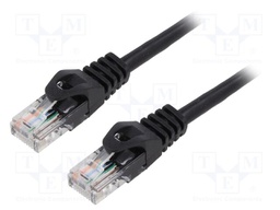 Patch cord; U/UTP; 6; stranded; Cu; LSZH; black; 0.5m; 26AWG; Cores: 8