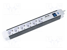 Extension lead; 3G1.5mm2; Sockets: 8; PVC; white; 1.5m; 16A; FLASH