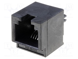 Socket; RJ12; PIN: 6; Cat: 3; gold-plated; Layout: 6p6c; THT; on PCBs