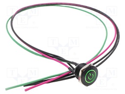 Switch: vandal resistant; SPST-NO; 2A/36VDC; IP67; OFF-(ON); green