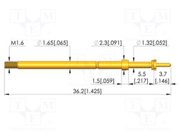Test needle; Spring compression: 4mm; 5mm; 5A; CuBe; gold-plated