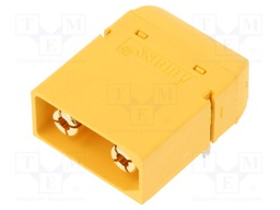 Socket; DC supply; XT90; male; PIN: 2; on PCBs; THT; Colour: yellow