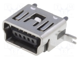Socket; USB B mini; SMT; vertical; USB 2.0; gold-plated