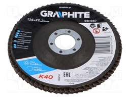 Flap grinding wheels; Ø: 125mm; Øhole: 22.2mm; Granularity: 40