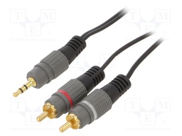 Cable; Jack 3.5mm 3pin plug,RCA plug x2; 2.5m; black