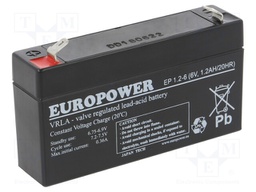 Re-battery: acid-lead; 6V; 1.2Ah; AGM; maintenance-free