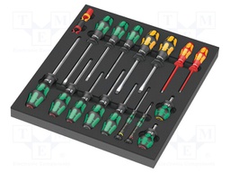 Kit: screwdrivers; Phillips,Pozidriv®,slot; in a foam tray