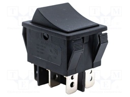 ROCKER; DP3T; Pos: 3; ON-OFF-ON; 10A/250VAC; black; Rcont max: 20mΩ
