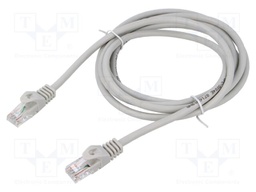 Patch cord; U/UTP; 6; stranded; Cu; PVC; grey; 3m; 26AWG