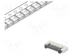 Connector: FFC (FPC); horizontal; PIN: 10; ZIF; SMT; tinned; 30mΩ
