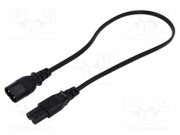 Cable; 2x0.75mm2; IEC C7 female,IEC C8 male; PVC; 0.5m; black