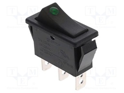 ROCKER; SPST; ON-OFF; 20A/125VAC; black; LED; R4; 30.1x11.1mm