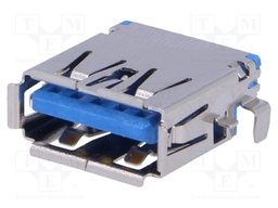 Socket; USB A; on PCBs; SMT; horizontal; offset type; USB 3.0