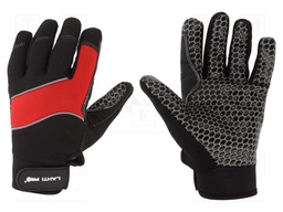 Protective gloves; Size: 9; black-red; microfiber,plastic