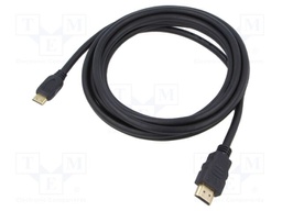 Cable; HDMI 2.1; HDMI plug,mini HDMI plug; PVC; Len: 3m; black
