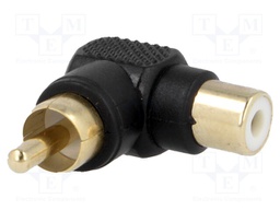 Coupler; RCA socket,RCA plug; mono; black; angled 90°