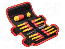 Kit: screwdrivers; insulated; 1kVAC; Phillips,slot; case; 12pcs.