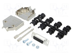 D-Sub; PIN: 15; plug; female; shielded; soldering; for cable; black