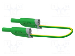 Test lead; 25A; banana plug 4mm,both sides; Len: 0.5m; green