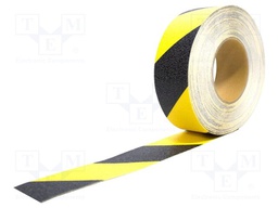 Tape: warning; yellow-black; L: 18.3m; W: 50mm; Thk: 1.05mm