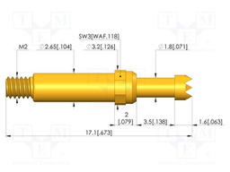 Test needle; Spring compression: 2.8mm; 3.5mm; 8A; CuBe; Ø: 2.3mm