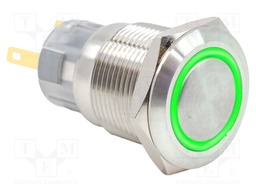 Switch: vandal resistant; SPDT; 2A/24VDC; IP67; ON-(ON); green; 12V