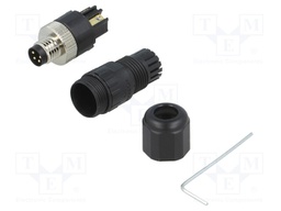 Connector: M8; male; PIN: 4; straight; for cable; plug; 3A; 30V; IP65