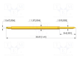 Test needle; Spring compression: 4.3mm; 6.35mm; 5A; steel; Ø: 0.9mm