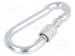 Snap hook; steel; for rope; 50mm; zinc; Size: 5mm; with protection