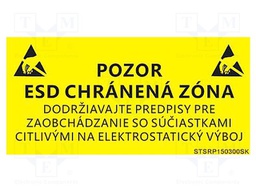 Information board; ESD,self-adhesive; 300x150mm; black,yellow