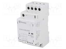Relay: installation; monostable; NC + NO x3; Ucoil: 230VAC; 25A