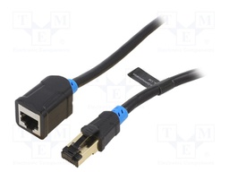 Extender RJ45; S/FTP; 6; OFC; PVC; black; 0.5m; Plating: gold-plated