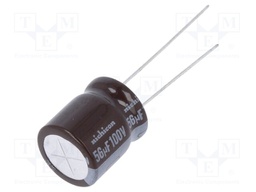 Capacitor: electrolytic; low impedance; THT; 56uF; 100VDC; ±20%
