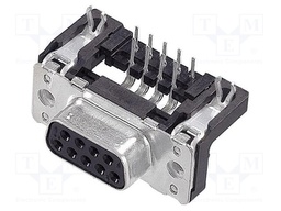 D-Sub; PIN: 9; socket; female; PCB snap-in; angled 90°; THT; UNC4-40