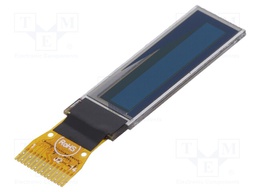 Display: OLED; graphical; 0.84"; 96x16; Dim: 29.1x9.2x1.3mm; white